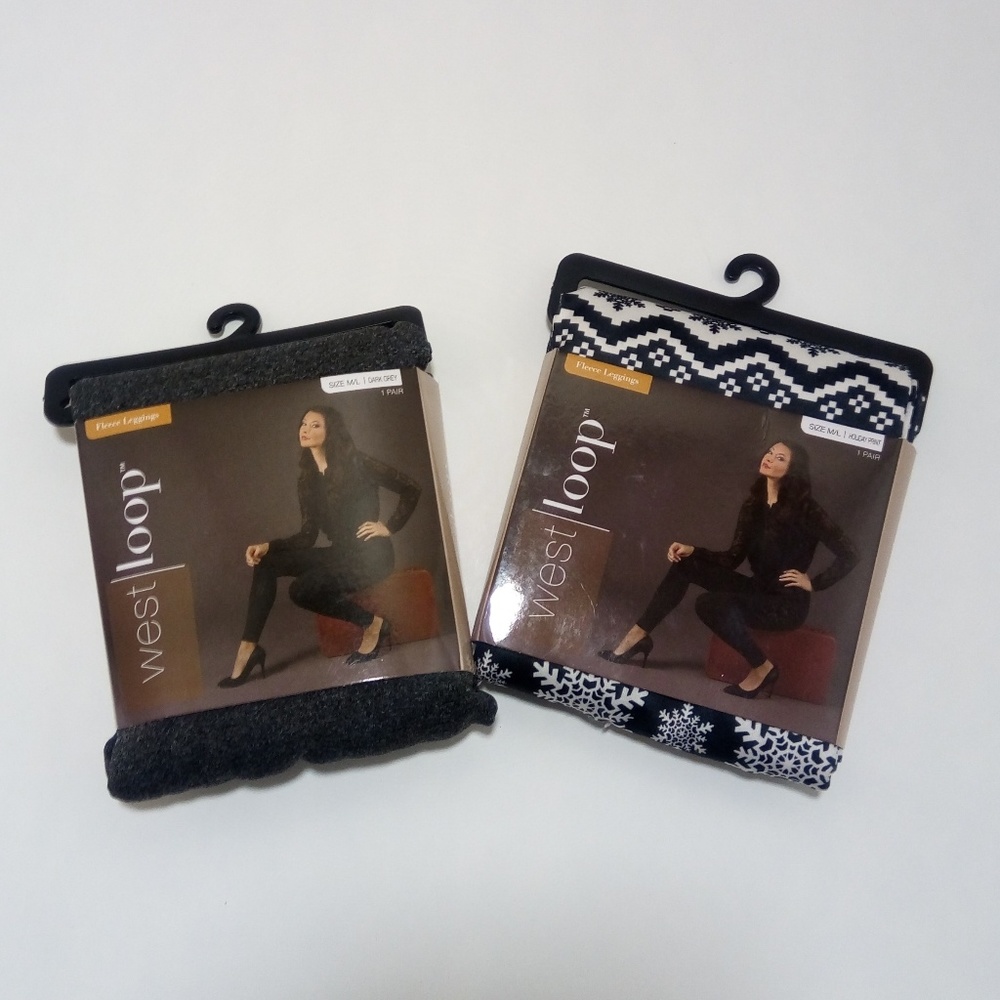 West Loop Fleece Leggings Holiday Snow and Grey
